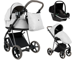 Детская коляска Roan Sol Vintage Luxury 2.0 3 в 1 с автокреслом Tutis Elo Black PIX/50/L Pixel/Light/Black/руч.Cappuccino