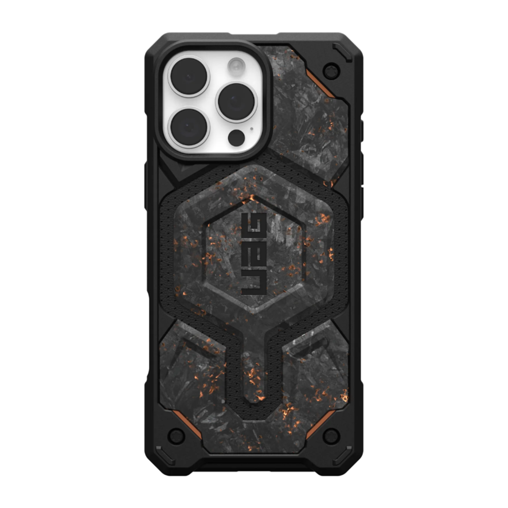 Защитный чехол MagSafe UAG Monarch Pro Forged Carbon with Copper Limited Edition для iPhone 16 Pro Max Композитный гибридный чехол с очень высоким уровнем защиты при падении и вырезом для Контроллера камеры