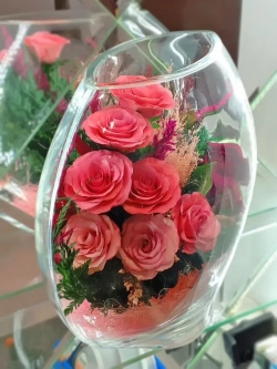 натуральные цветы в стекле, вакуум