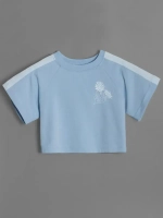 Летний голубой костюм для девочки, футболка и кюлоты