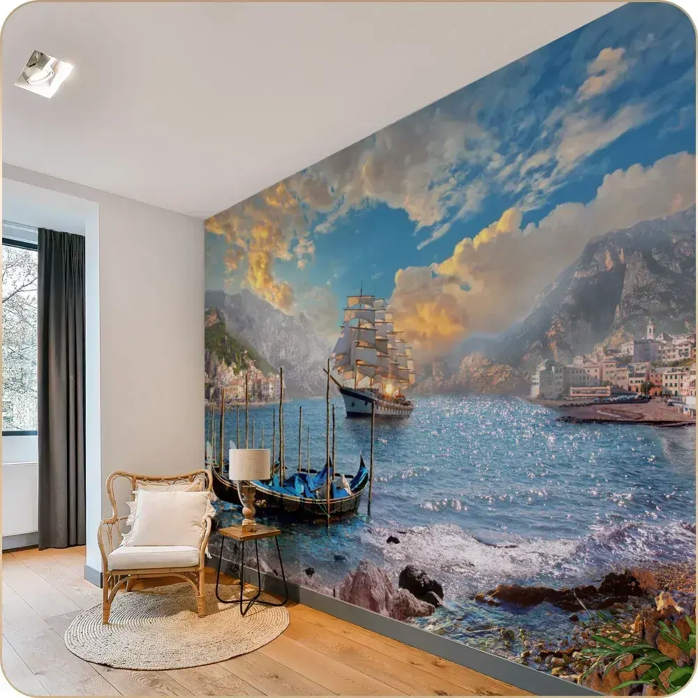 Фотообои 3D Корабль в спальню, в гостиную, на кухню 350х260