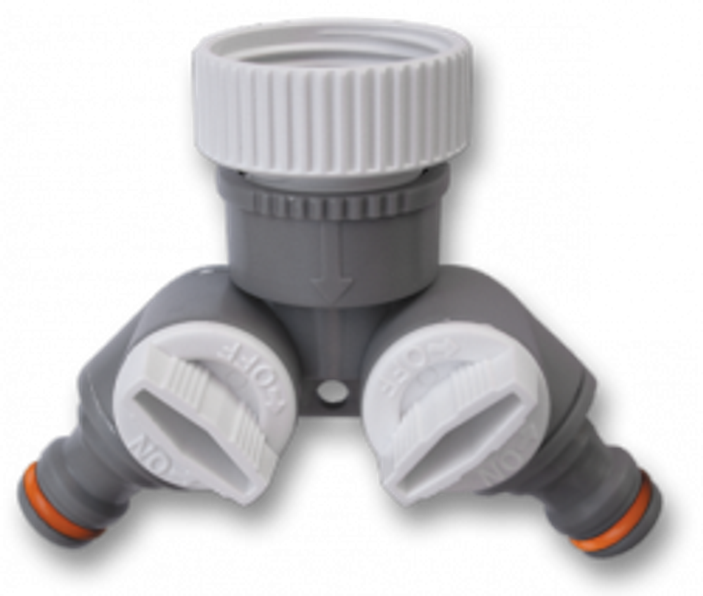 Тройник с двумя кранами и штуцерами под быстросъем