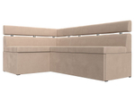 Диван кухонный угловой Классик левый угол, Бежевый, Велюр, 117971L