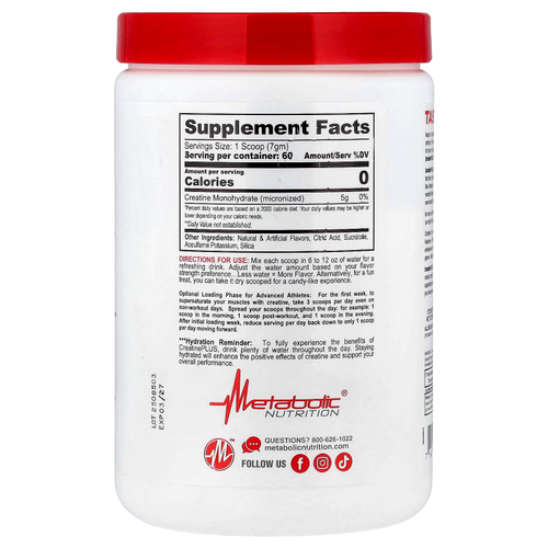 Metabolic Nutrition, Micronized Creatine Plus™, фруктовый пунш, 420 г