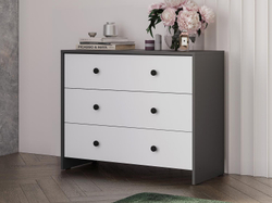 Дольче комод 3 ящика / Графит/Белый