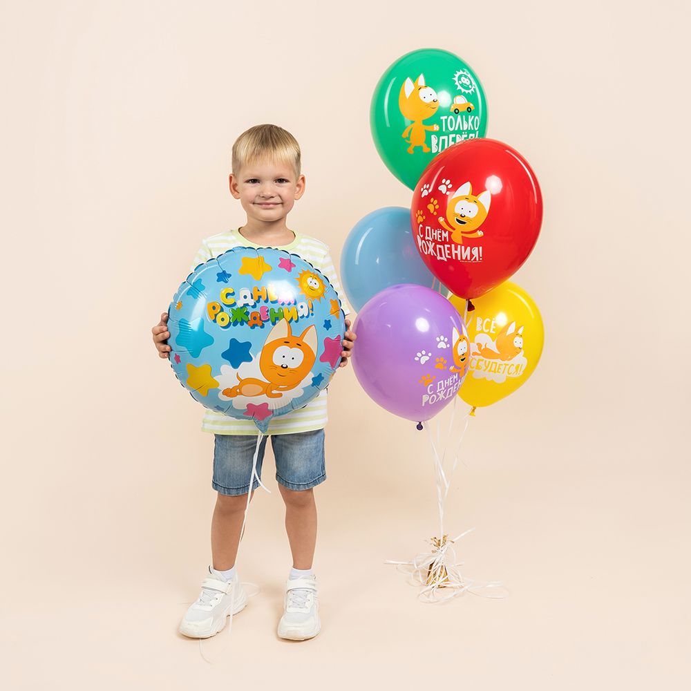 Шар (18''/46 см) Круг, Котенок Котэ, С Днем Рождения!, 1 шт. в уп.