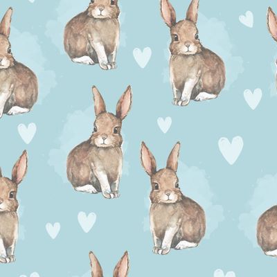 Акварельные кролики на голубом фоне
