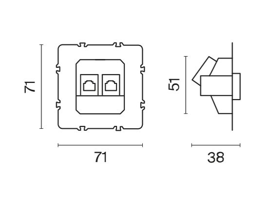 Механизм розетки компьютерной двойной RJ45+RJ45 кат.6, S70
