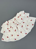 Юбка-шорты из жатого хлопка «Вишенки»