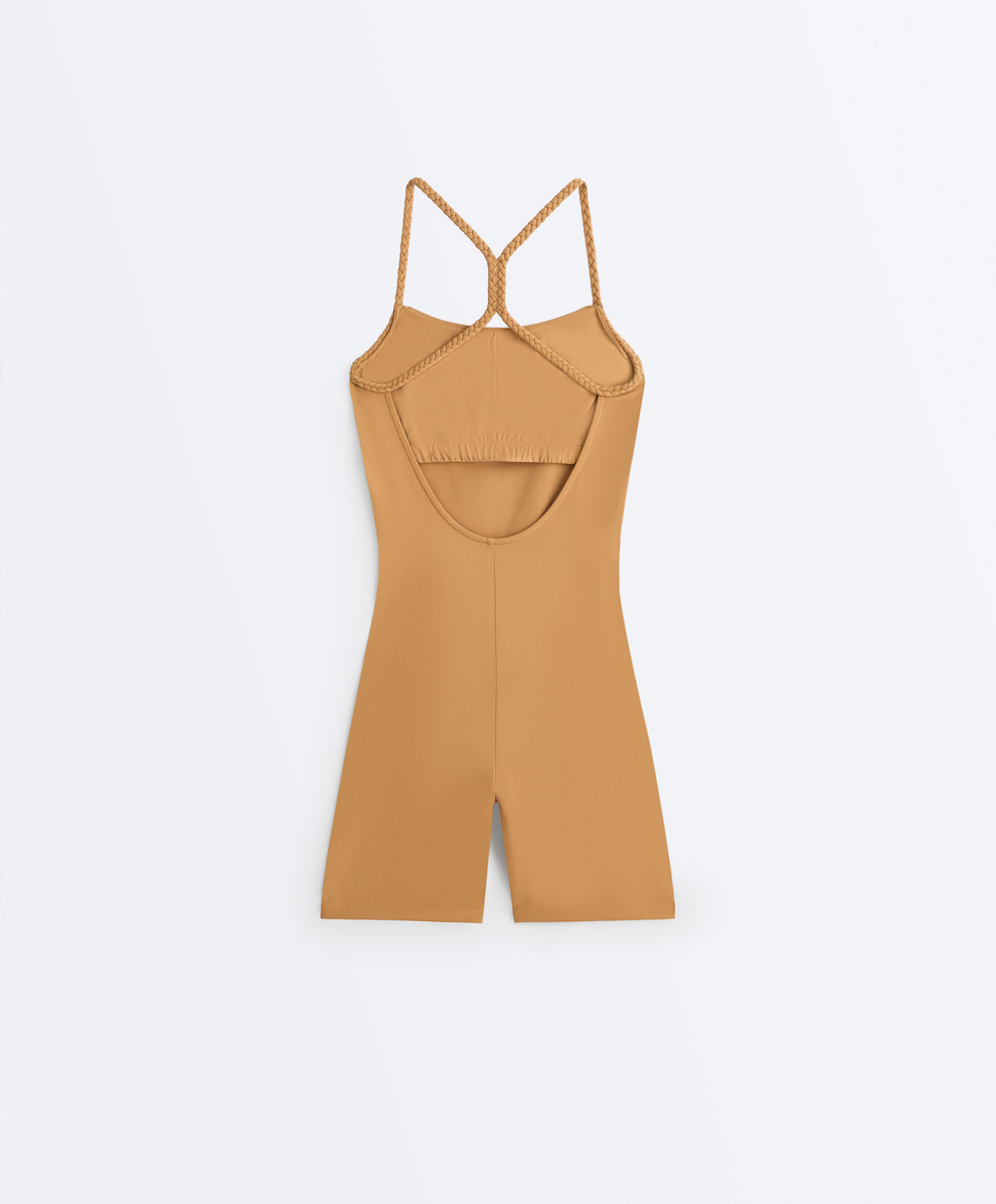 Oysho Короткий комбинезон Comfortlux, горчичный