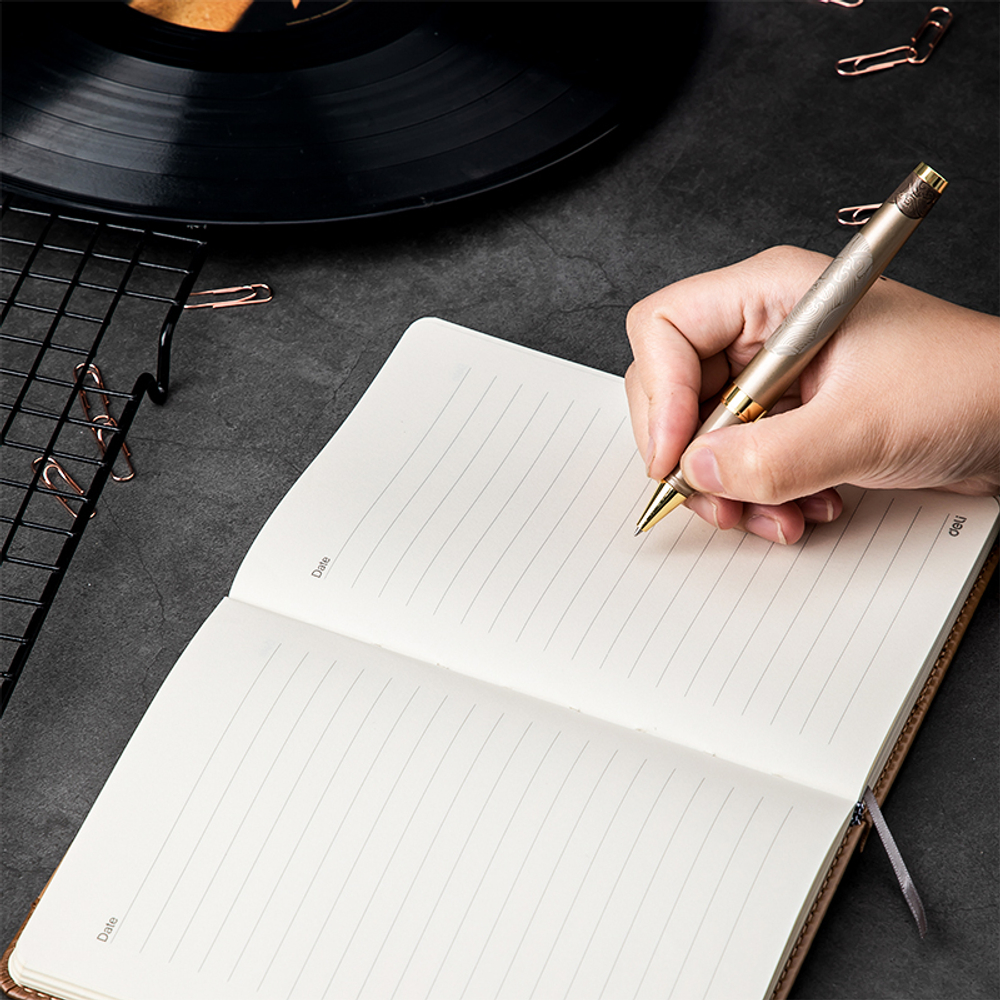 Ежедневник недатированный Deli, 32К 180х130 мм, 160 листов, кожзам, коричневый