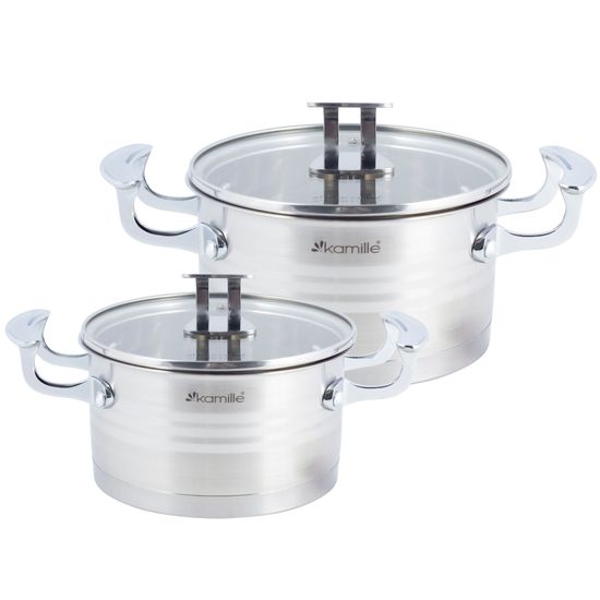 Набор кастрюль 4 предмета 1,7 л; 2,4 л. Kamille KM 5860 из нержавеющей стали