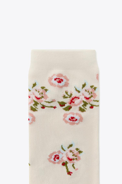 ZARA НОСКИ С ЦВЕТОЧНЫМ ПРИНТОМ, ЭКРЮ