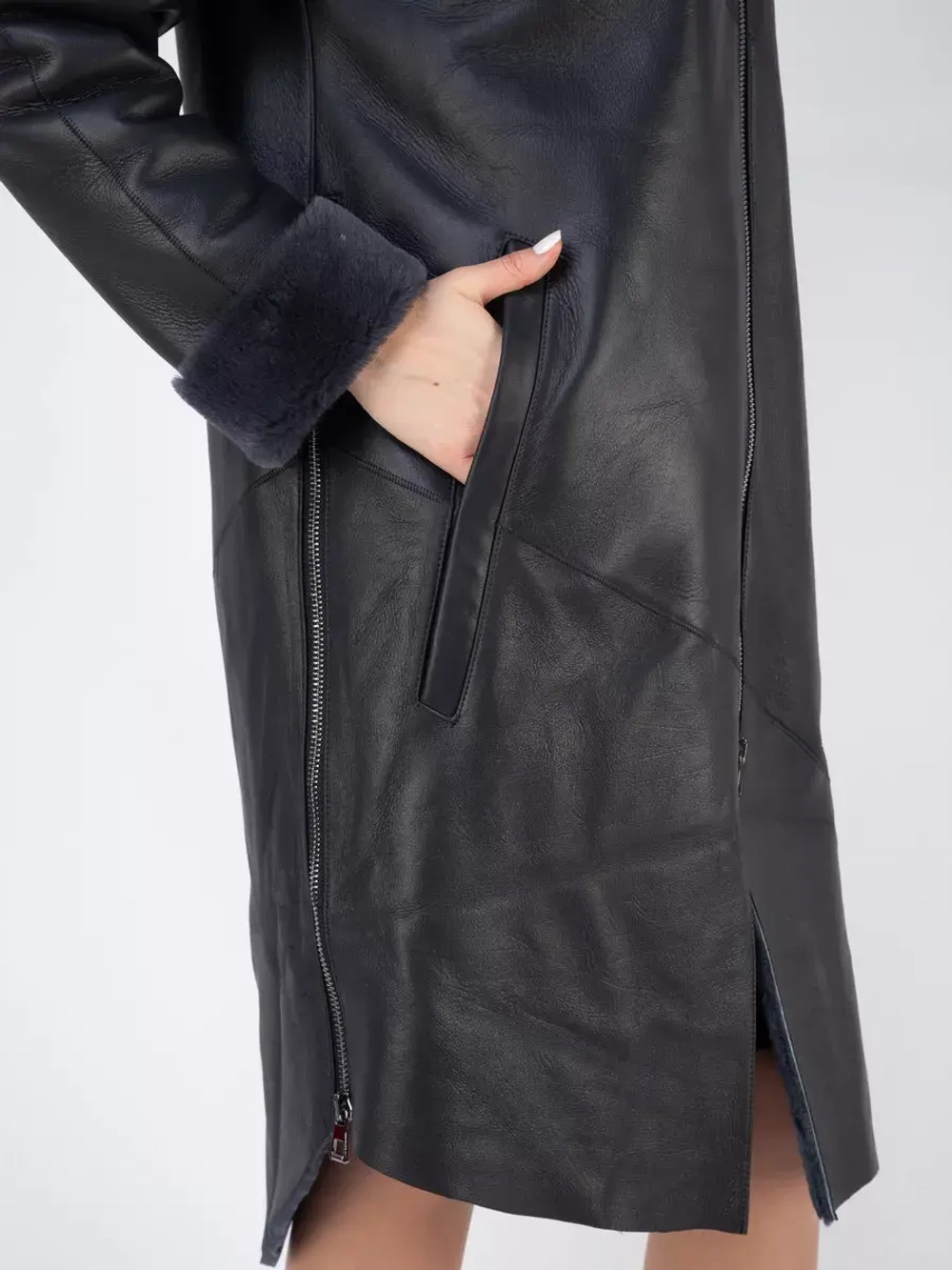 Дубленка зима натуральная удлиненная с капюшоном