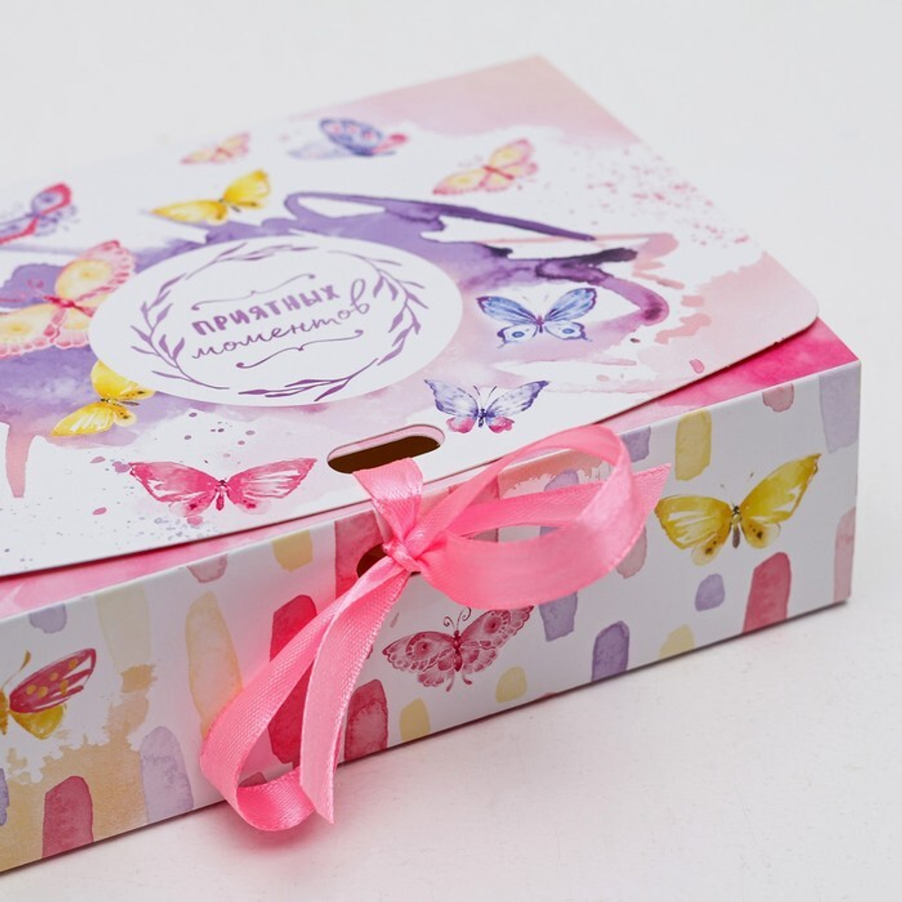 Складная коробка подарочная «Приятных моментов», 16.5 х 12.5 х 5 см, БЕЗ ЛЕНТЫ