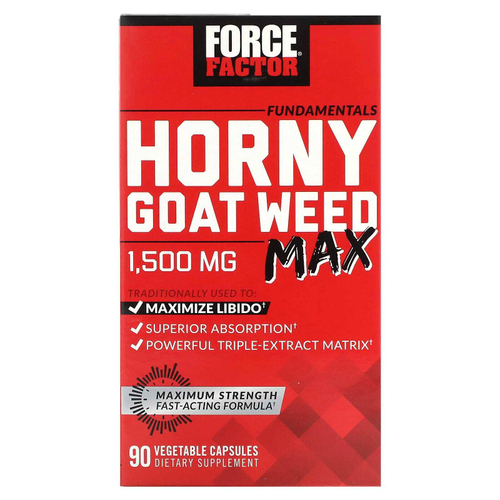 Force Factor, Fundamentals, Honey Goat Weed Max, 90 вегетарианских капсул