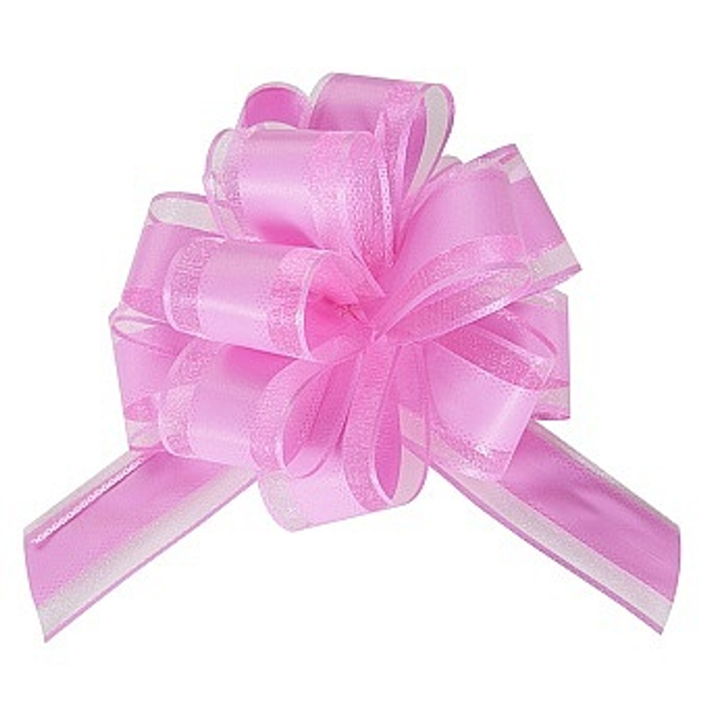 Текстильный бант Шар Широкая полоса Розовый 15 см.