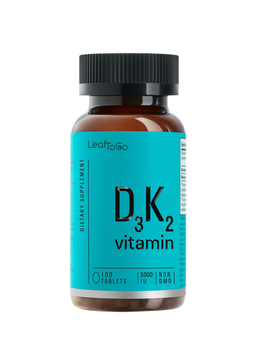 Витамин Д3 с К2, Vitamin D3 K2, Leaf To Go, 100 таблеток