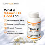 California Gold Nutrition, витамин D3, 125 мкг (5000 МЕ), 90 капсул из рыбьего желатина