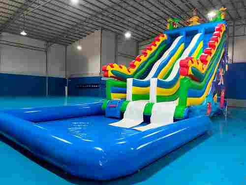 Коммерческий надувной батут-горка с бассейном «Спуск Дракона», 13*6*7,5 м