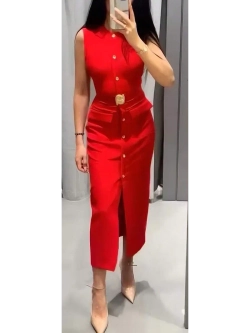 Платье миди с разрезом