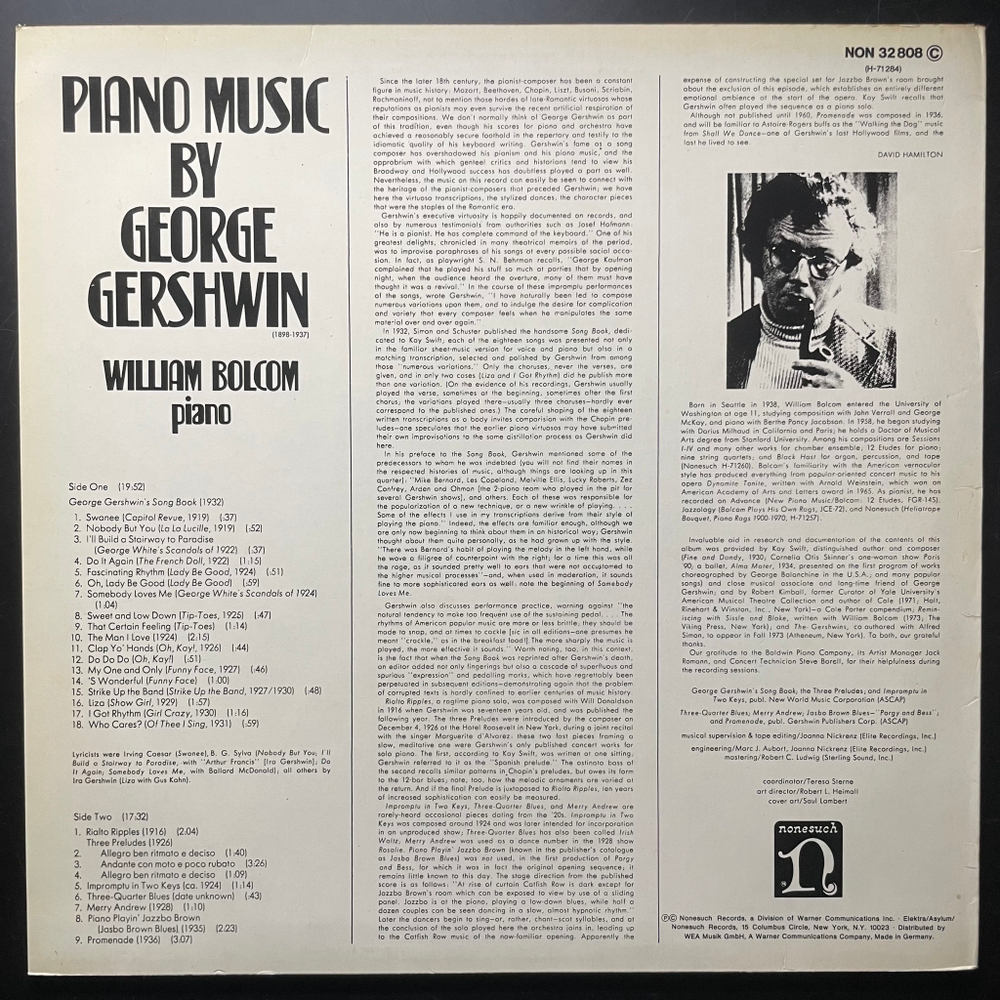 Гершвин - Фортепианная музыка Джорджа Гершвина (Германия 1974г.)