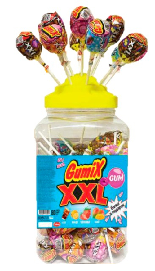 Леденцы карамельные на палочке "Gumix", 24 г * 80 шт * 6 банок