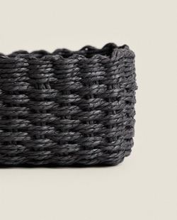 ZARA HOME ПЛЕТЕНАЯ КОРЗИНА, ЧЕРНЫЙ