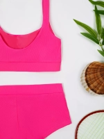 купальник раздельный в рубчик с шортами и топом