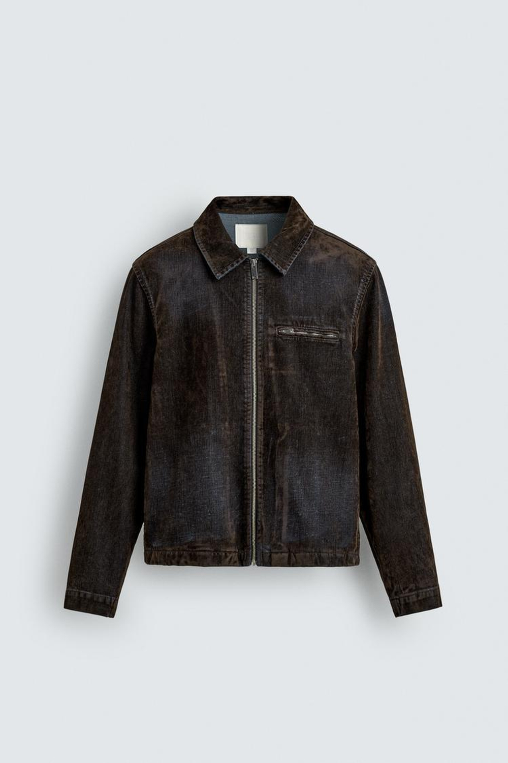 ZARA КУРТКА ФЛОКИРОВАННЫЙ БАРХАТ, КОРИЧНЕВЫЙ