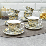 Чайный набор 12 предметов 230мл в круглой коробке "Черный мрамор" (100374)