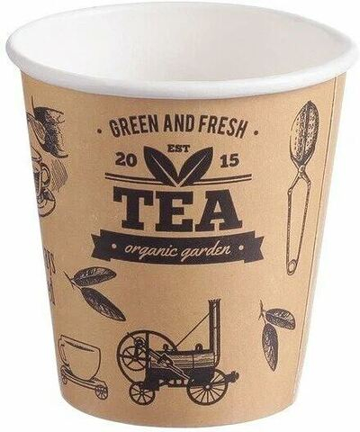 Стакан бумажный 185/215 для горячих напитков, Кофе тайм, D73, (60/1500) ВИРИДО (ViRiDo)