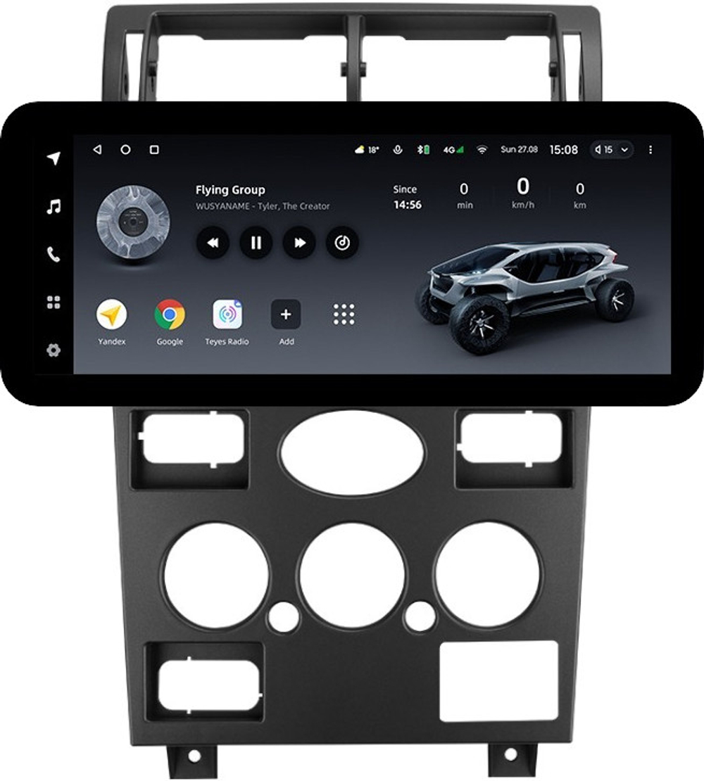 Магнитола для Ford Mondeo 3 2000-2006 (кондиционер) - Teyes LUX ONE ROUND монитор 12.3" 2K QLED на Android 10, CarPlay, 4G SIM-слот