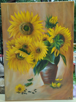 Картина натюрморт «Подсолнухи» | Холст, масло 50х70 см | Художница Ефимова Ольга