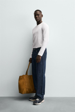 ZARA БАЗОВАЯ ФУТБОЛКА SLIM FIT, БЕЛЫЙ