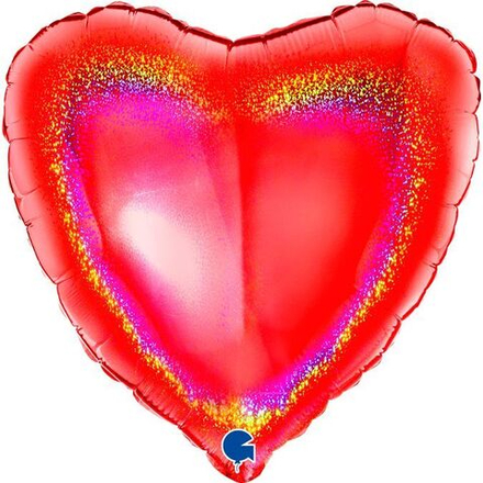 G 18 Сердце Красное голография / Heart Red Glitter Holographic / 1 шт / З47