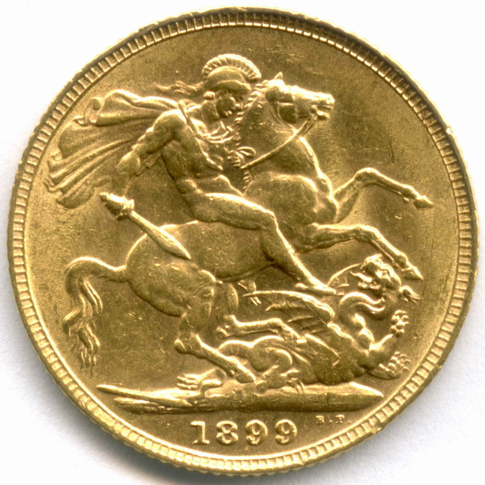 1 соверен Великобритания (Виктория) 1899 г. Золото. XF