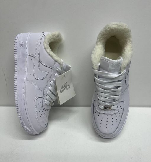 Кроссовки Nike Air Force 1 Low All White с мехом