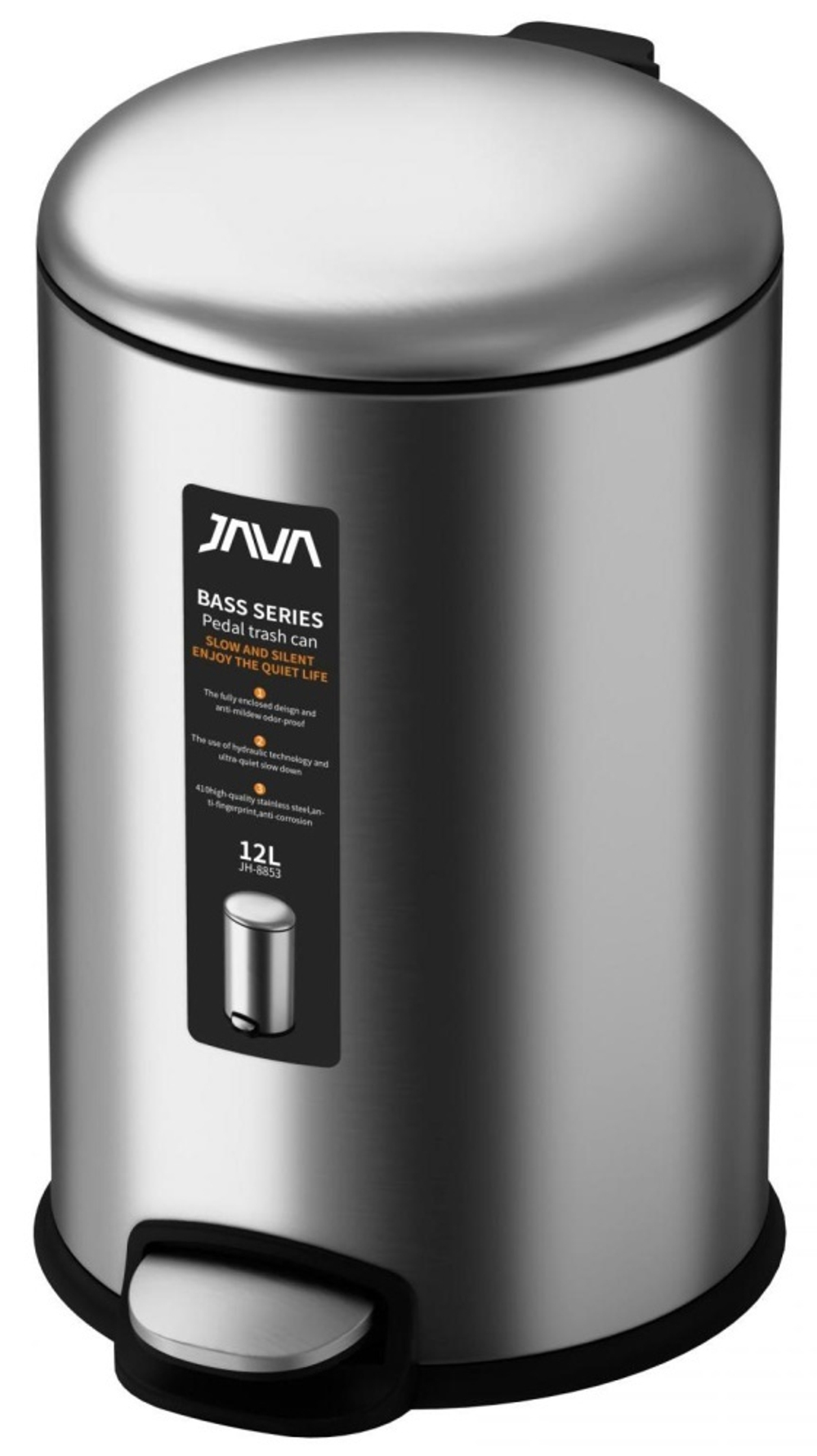 Ведро для мусора с МИКРОЛИФТОМ (круг. САТИН)  12л. JAVA