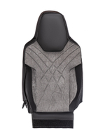 Чехлы Люкс MAN TGX, TGS с 2021 года без регулировки ремня безопасности водителя по высоте (экокожа, черный, серая вставка)