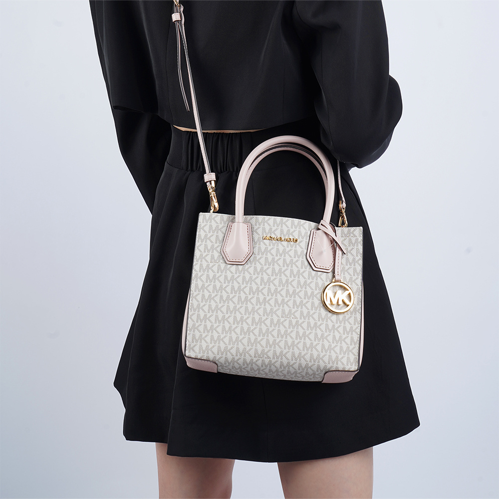 Michael Kors Mercer Messenger Medium Crossbody Bag Vanilla Powder Blush
