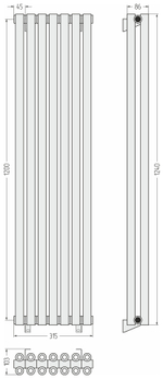 Сунержа Эстет-00 1200х315 7 секций