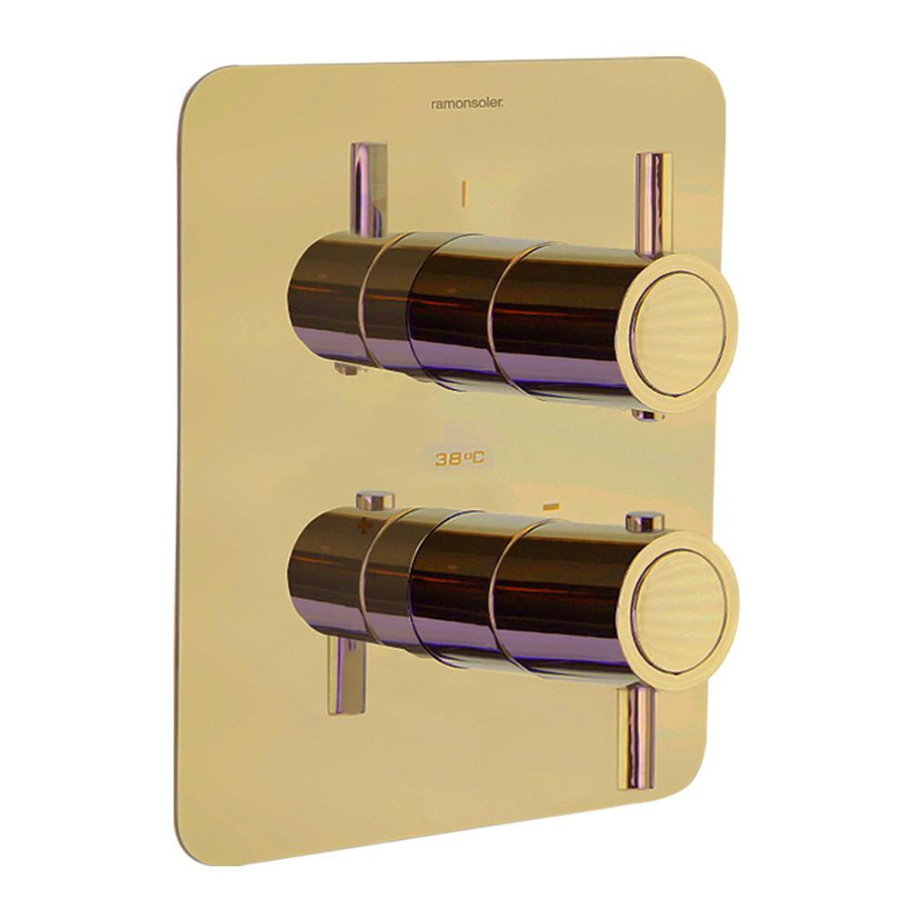 Встраиваемый термостатический смеситель для душа на 2 выхода ODISEA 398722SOC золото