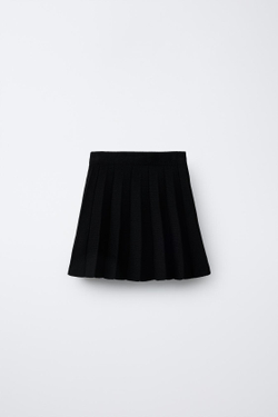 ZARA ТРИКОТАЖНАЯ ЮБКА В СКЛАДКУ, ЧЕРНЫЙ