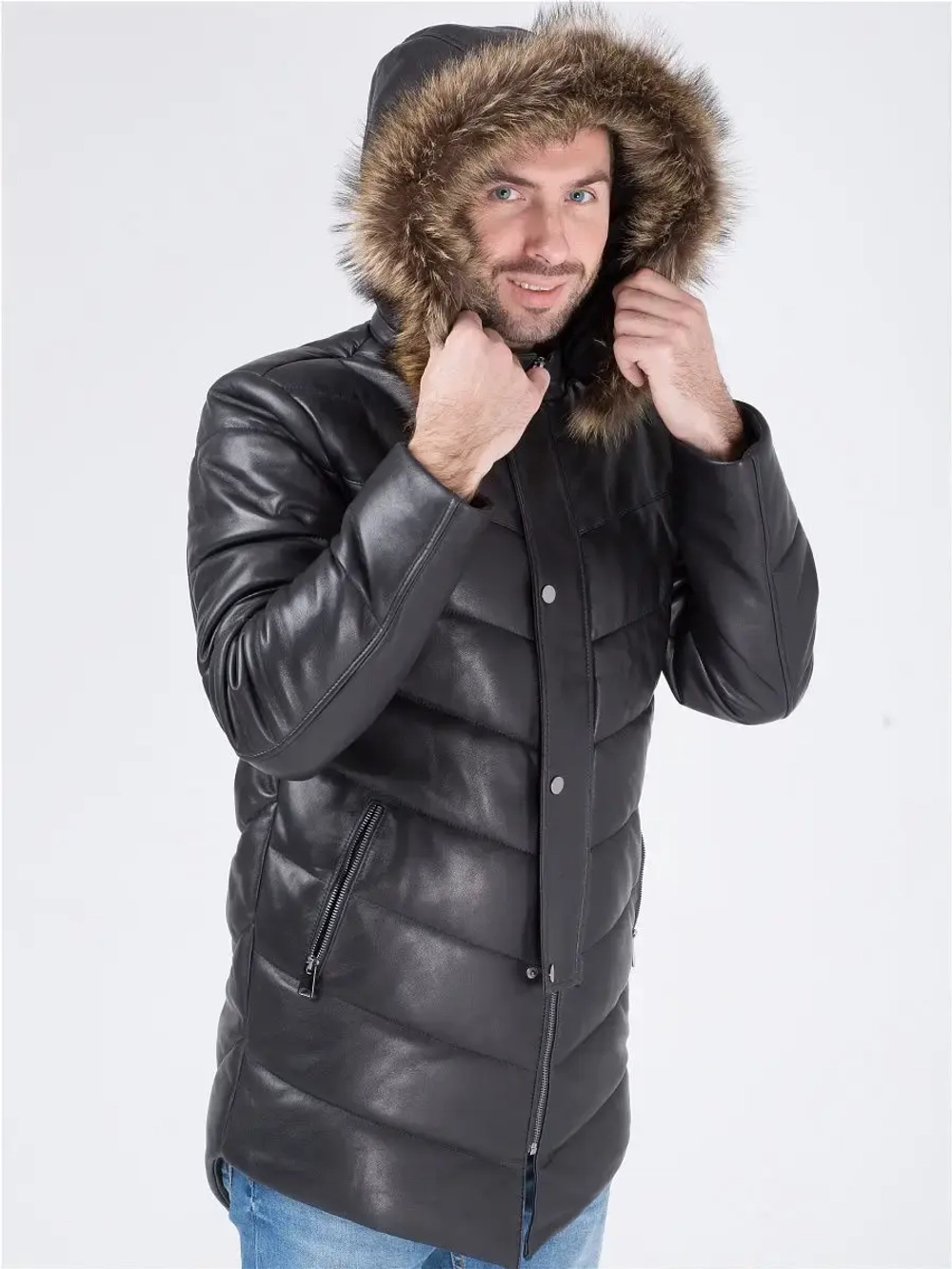 Мужская куртка/кожаная/натуральная кожа/парка/Турция