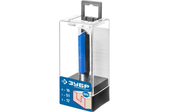 Фреза ЗУБР Профессионал пазовая прямая удлиненная 16х51мм хвостовик 12мм (28754-16-51)