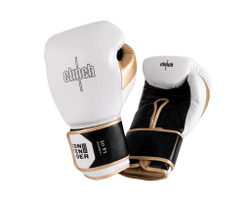 Перчатки боксерские Clinch Contender бело-черно-золотые C184