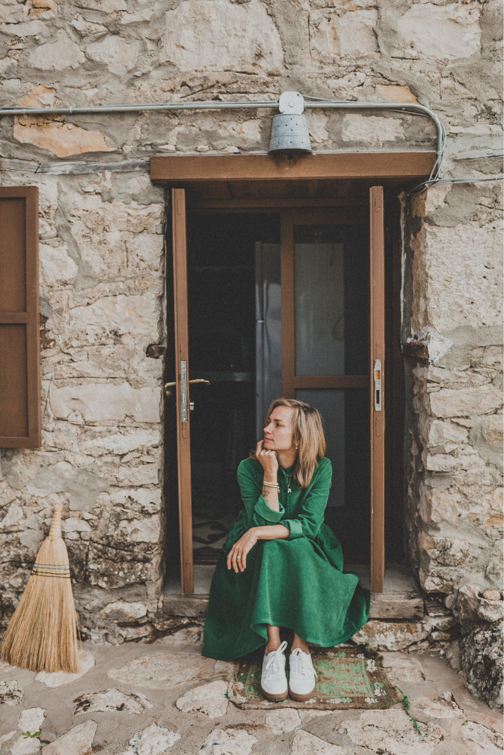 Платье оверсайз, зеленый вельвет