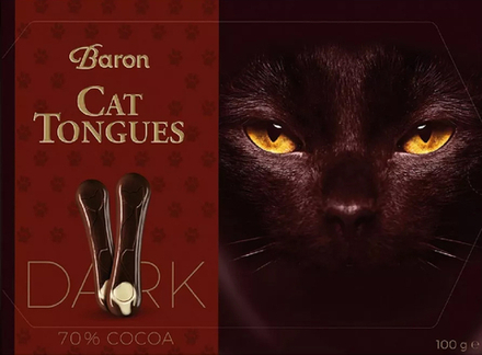 Baron фигурный шоколад "Кошачьи язычки" из горького шоколада 70% 100г