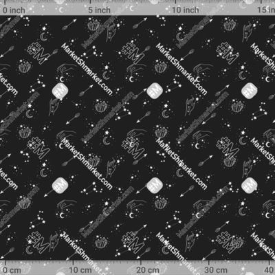 Луна и звезды на черном by Lena_kovart 385 DPI